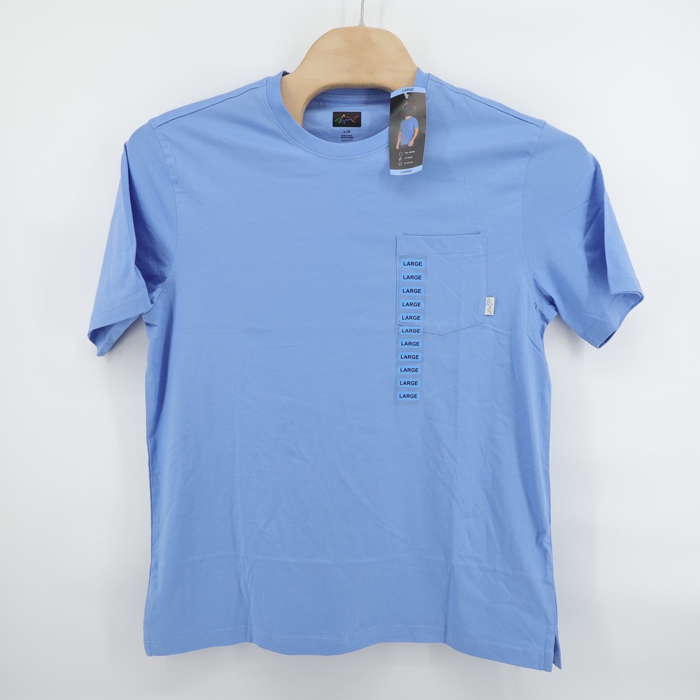 NEW Greg Norman Lot of 2 Pocket T-Shirt Blue Grey Cotton Short Sleeve Mens Large - Picture 2 of 10